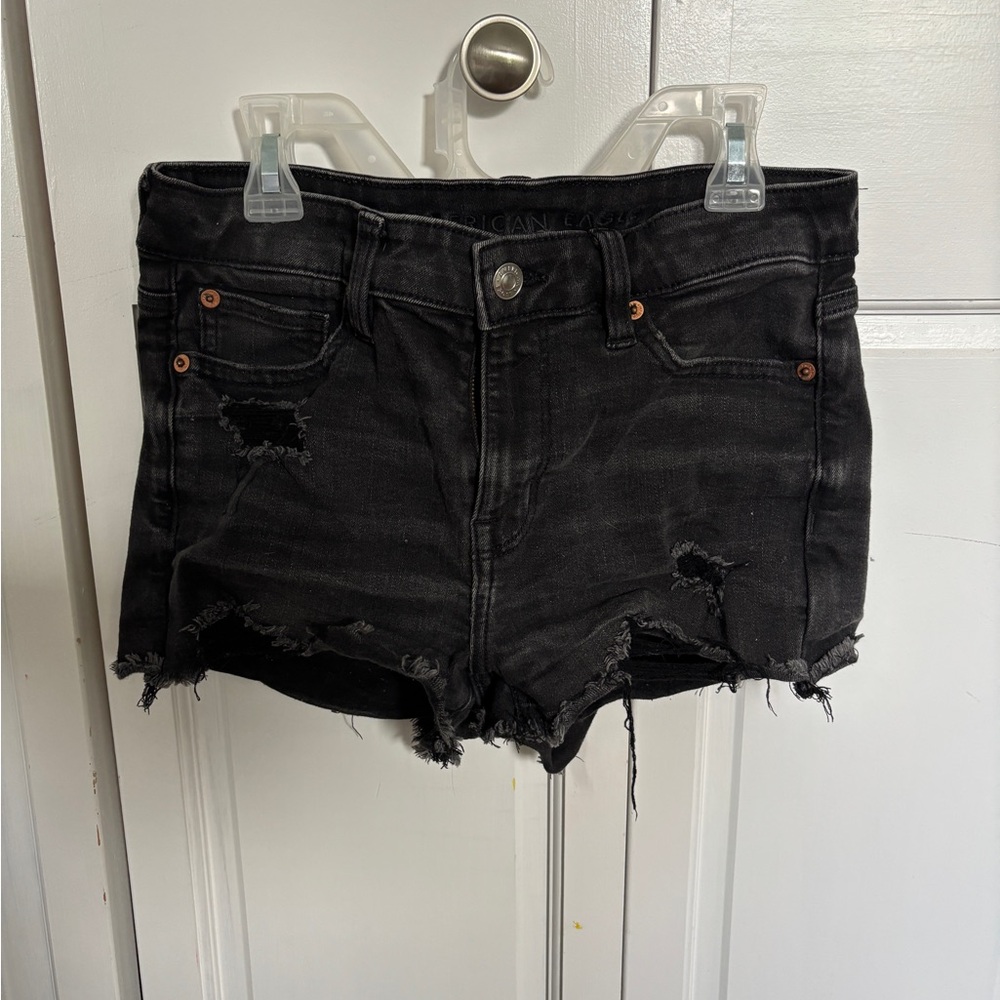 American Eagle Outfitters Black Distressed Jean Shorts
